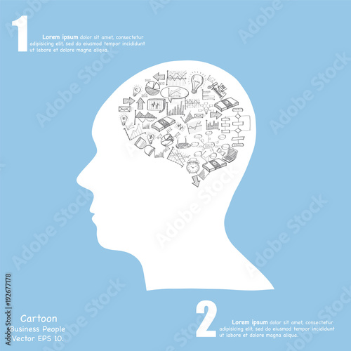 Creative human brain with Creative business, technology and strategy planning web icons Idea, Vector Illustration EPS 10.