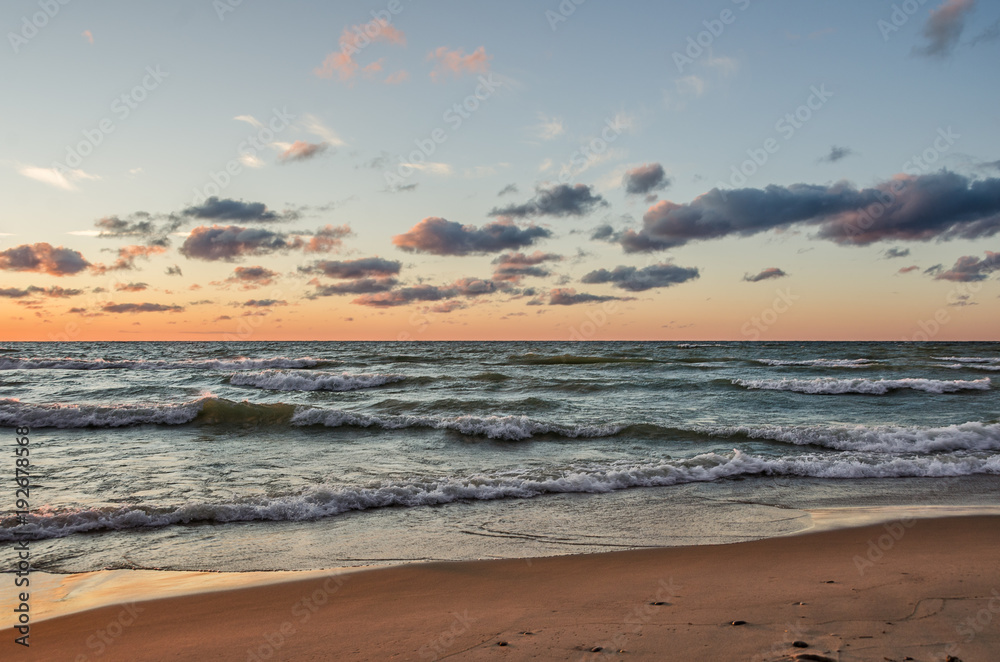 Sunset on the Waves of Lake Michigan Sunset on the Waves of Lake Michigan