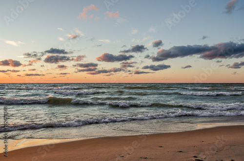 Sunset on the Waves of Lake Michigan