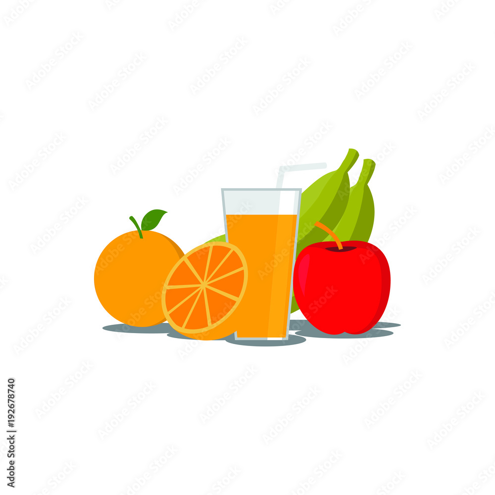 fruits mix juice in the glass vector fruits mix juice in the glass vector
