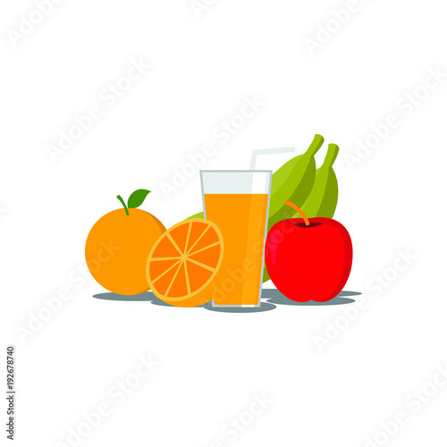 fruits mix juice in the glass vector 
