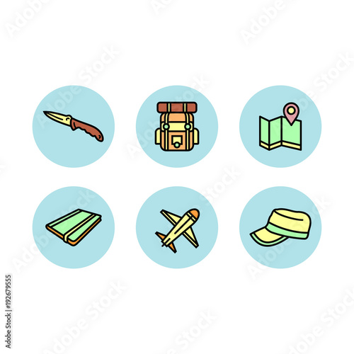 traveling icon set