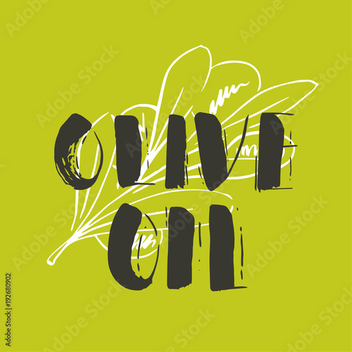 Vector hand lettering olive production logos or sign. Retro sketched extra virgin oil illustrations set for farm or cosmetics produce, packaging badges, tags, cafe, stores design etc.