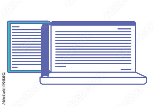 electronic book in laptop computer vector illustration design