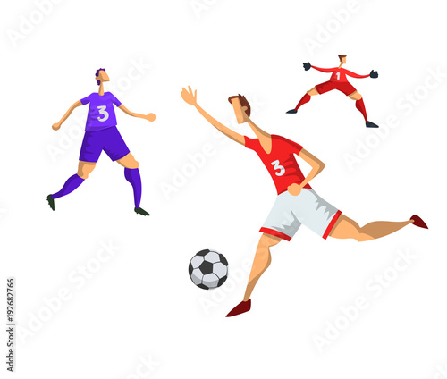 Soccer football players in abstract flat style. Vector illustration, isolated on white background. © Tatyana