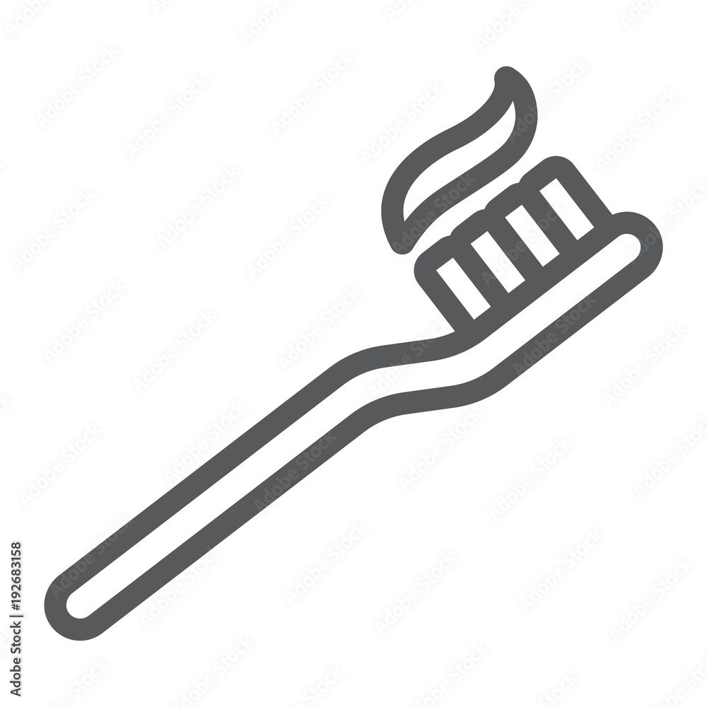 Toothbrush line icon, stomatology and dental, care sign vector graphics, a linear pattern on a white background, eps 10. Toothbrush line icon, stomatology and dental, care sign vector graphics, a linear pattern on a white background, eps 10.
