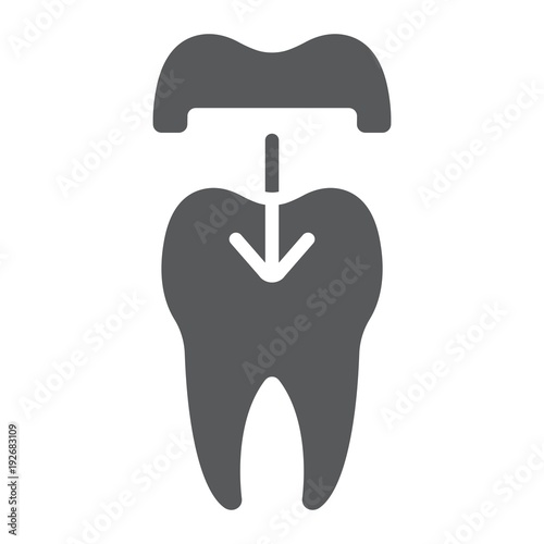 Dental crown glyph icon, stomatology and dental, ceramic tooth sign vector graphics, a solid pattern on a white background, eps 10.