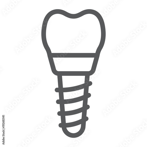 Dental implant line icon, stomatology and dental, implantation sign vector graphics, a linear pattern on a white background, eps 10.
