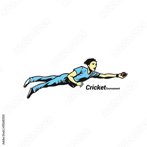 Illustration of player fielding in cricket championship.