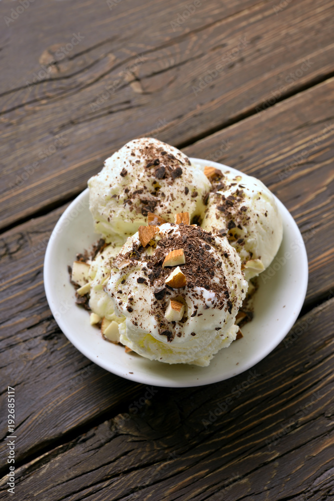 Chocolate ice cream with nuts Chocolate ice cream with nuts