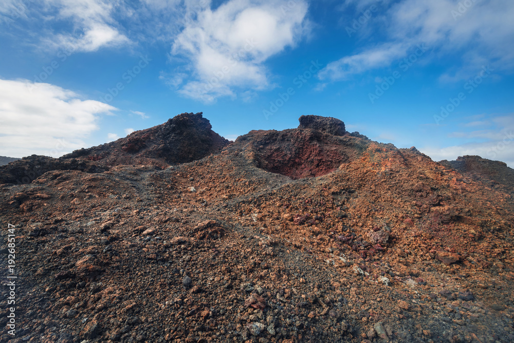 Obraz premium Amazing volcanic landscape in Timanfaya national park, Lanzarote, canary islands, Spain.