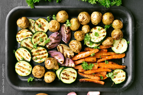 Grilled vegetables, top view