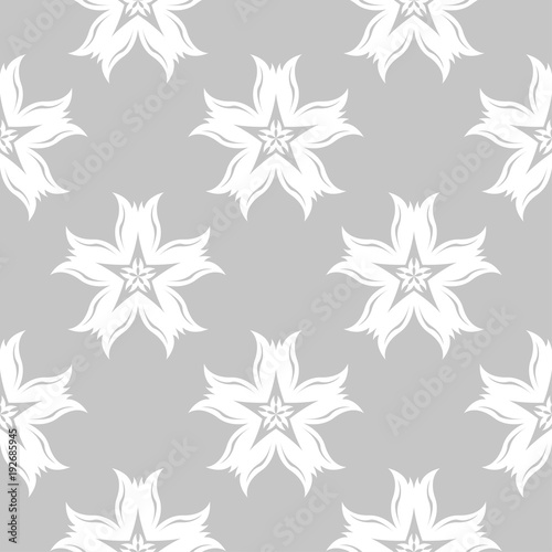 Gray and white floral ornament. Seamless pattern