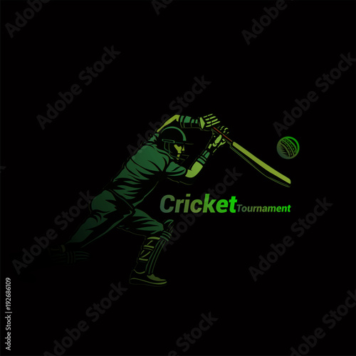 Cricketer in green vector illustration.