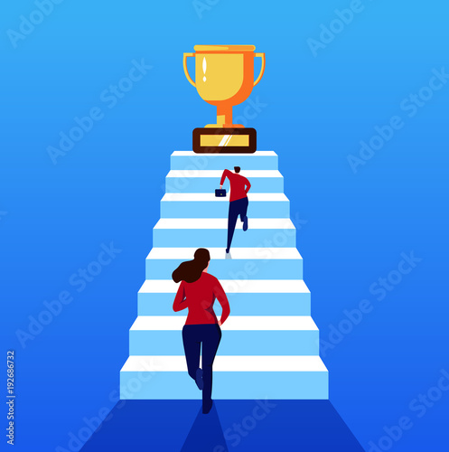Businessman competing for trophy