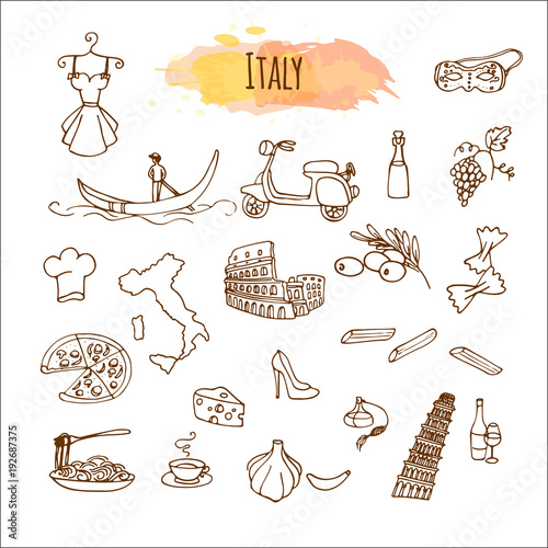Hand drawn Italian cuisine. Food menu design