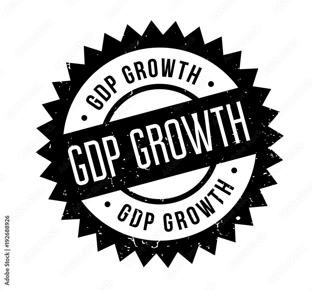 GDP Growth rubber stamp. Grunge design with dust scratches. Effects can be easily removed for a clean, crisp look. Color is easily changed.