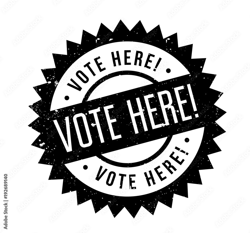 Vote Here rubber stamp. Grunge design with dust scratches. Effects can be easily removed for a clean, crisp look. Color is easily changed. Vote Here rubber stamp. Grunge design with dust scratches. Effects can be easily removed for a clean, crisp look. Color is easily changed.
