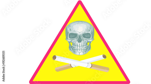 Advertencia calavera con cigarros
