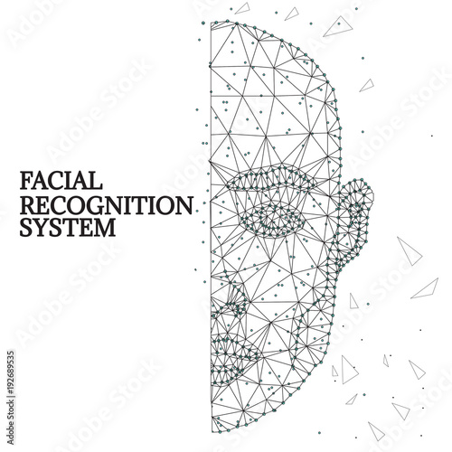 Biometric identification, man face black-white 1-2
