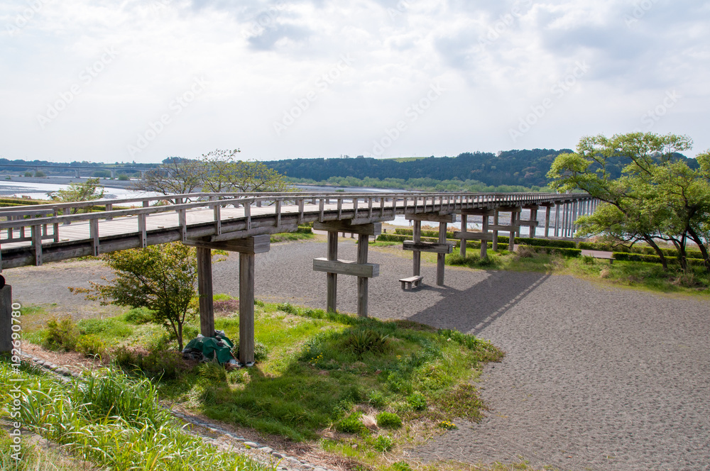 大井川にかかる蓬莱橋(静岡県島田市)