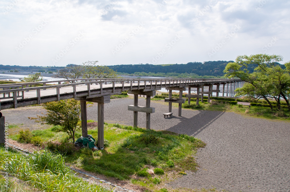 大井川にかかる蓬莱橋(静岡県島田市) 大井川にかかる蓬莱橋(静岡県島田市)