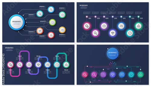 Set of vector 7 options, steps, processes infographic designs for presentations, reports, layouts, projects