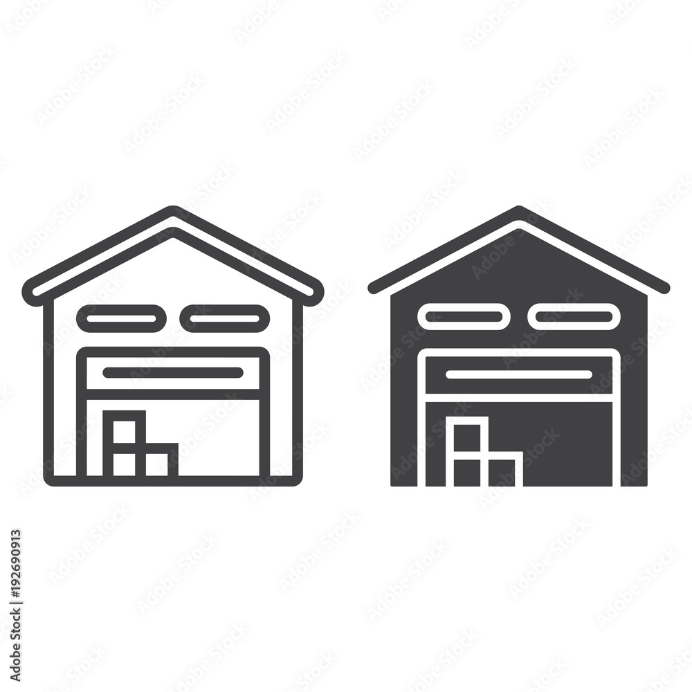 Warehouse line and glyph icon, logistic and delivery, storage sign vector graphics, a linear pattern on a white background, eps 10. Warehouse line and glyph icon, logistic and delivery, storage sign vector graphics, a linear pattern on a white background, eps 10.