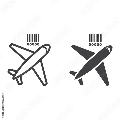 Air freight line and glyph icon, logistic and delivery, air cargo sign vector graphics, a linear pattern on a white background, eps 10.