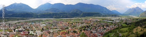 wide panorama of Town called Tolmezzo in Italy