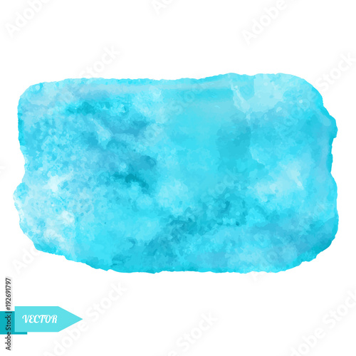 Watercolor turquoise paint stain isolated on a white background