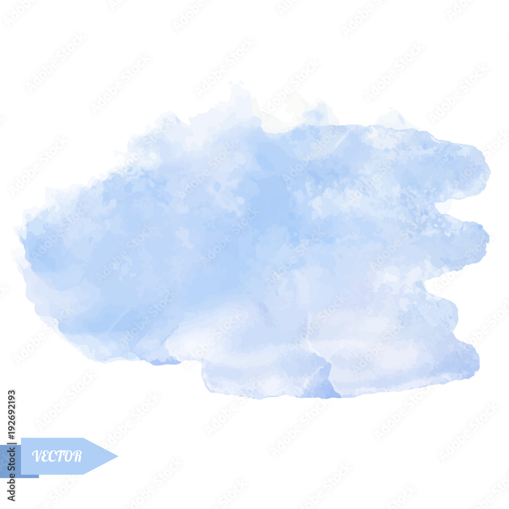 Watercolor blue paint stain isolated on a white background