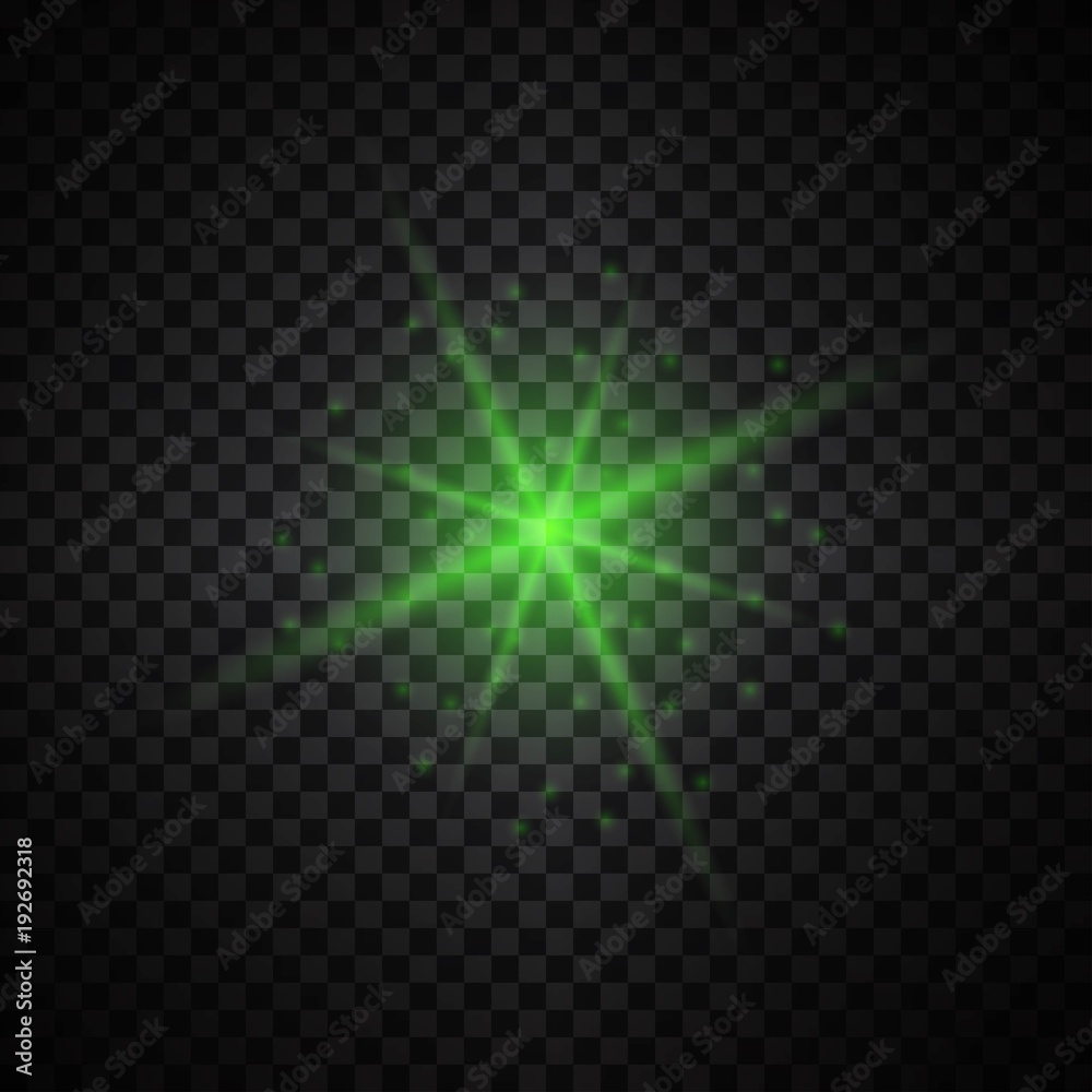Vector green glowing lights on transparent background. Special effect ...