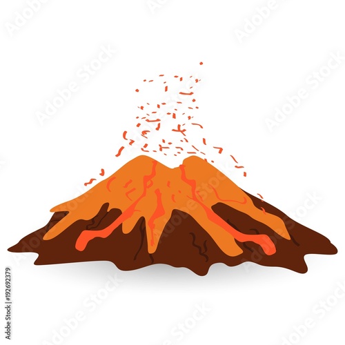 Volcano isolated on white photo-realistic vector illustration