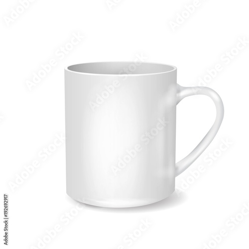 White cup on transparent background. Drink cup vector template mock up for your design.