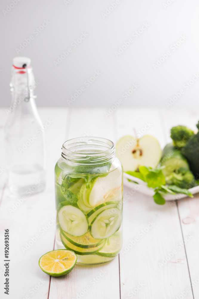 Healthy green smoothie. Natural, organic healthy juice in bottle for weight loss diet Healthy green smoothie. Natural, organic healthy juice in bottle for weight loss diet