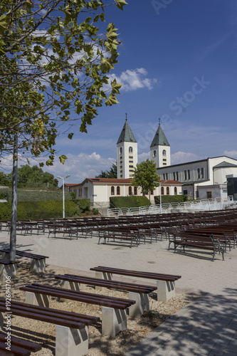 Pilgrimage site of Saint James church in Medjogorje, nobody around photo