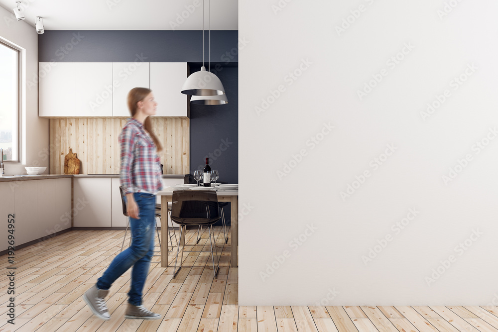 Woman in modern kitchen