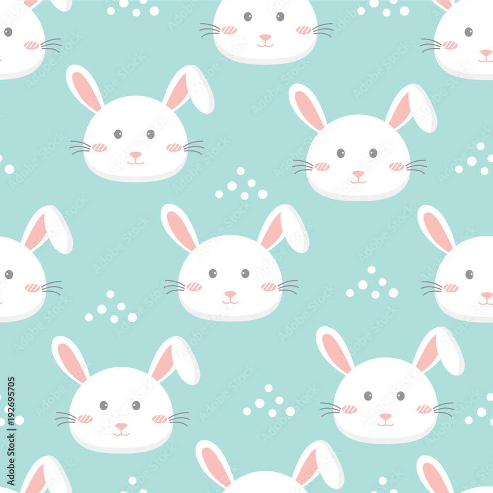 Cute Easter Pastel Seamless Pattern with bunny rabbit and eggs Cute Easter Pastel Seamless Pattern with bunny rabbit and eggs