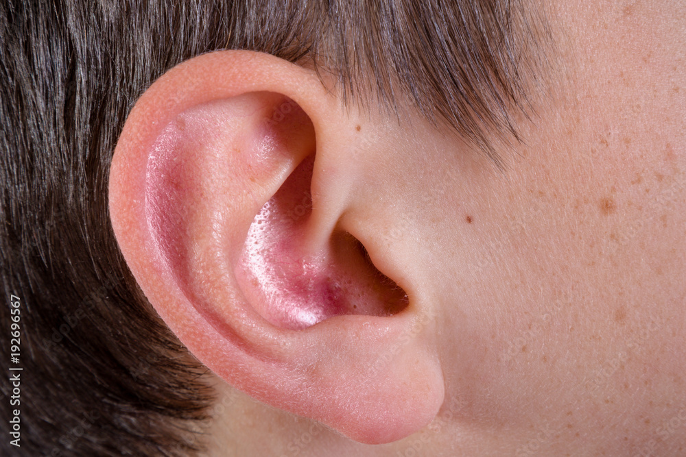 Young caucasian teenage boy's ear Young caucasian teenage boy's ear
