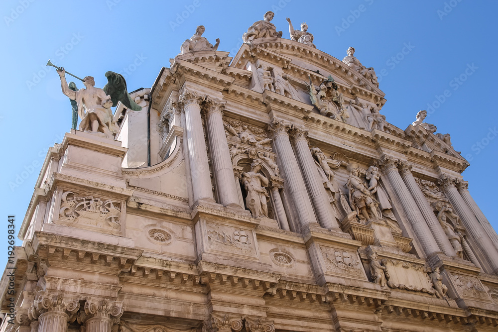 Facade of Santa Maria Zobenigo church in Venice, Italy
