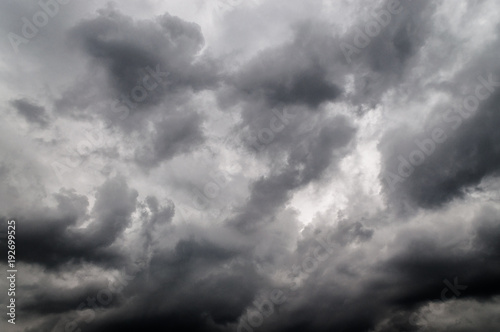 monochrome of dark cloudy sky before storm