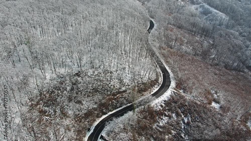 Aerial view of curvy road photo