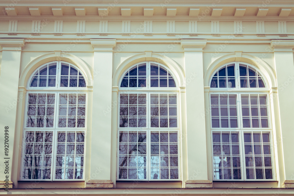 Three Old Windows Of Palace In Warsaw
