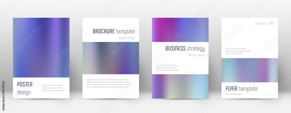 Flyer layout. Minimalistic majestic template for Brochure, Annual Report, Magazine, Poster, Corporate Presentation, Portfolio, Flyer. Artistic color gradients cover page.
