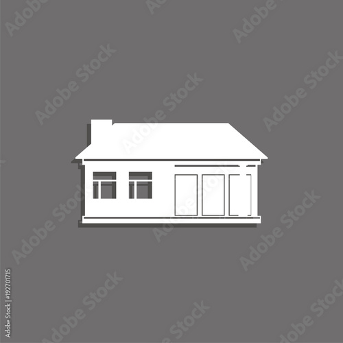 A private house. Vector icon. White image with a shadow on a gray background.