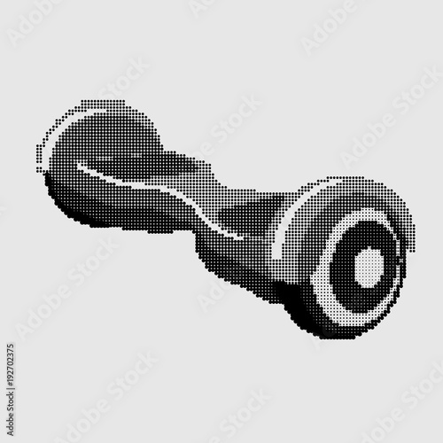 Vector illustration.Hoverboard, segway, gyroscooter, gyroscope. Monochrome Circle Icon