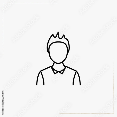 boy with punk avatar line icon