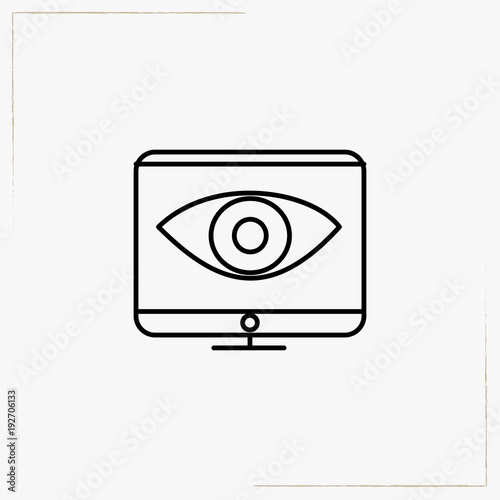 computer display with eye line icon