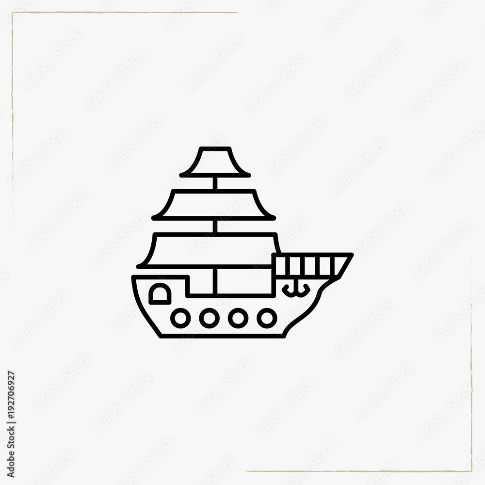 pirate ship line icon